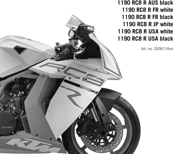 KTM 2011 - 1190 RC8 R White Black - Service Workshop Repair Manual
