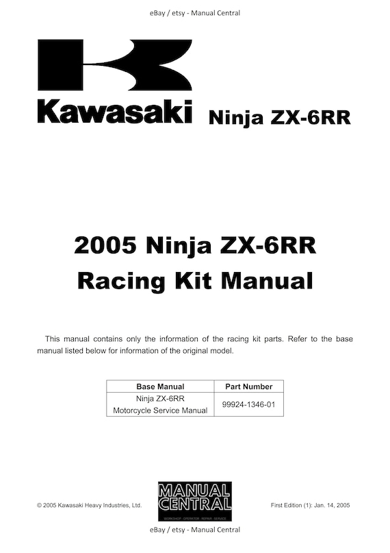 Kawasaki Ninja ZX-6RR 2005 - Racing Kit Manual