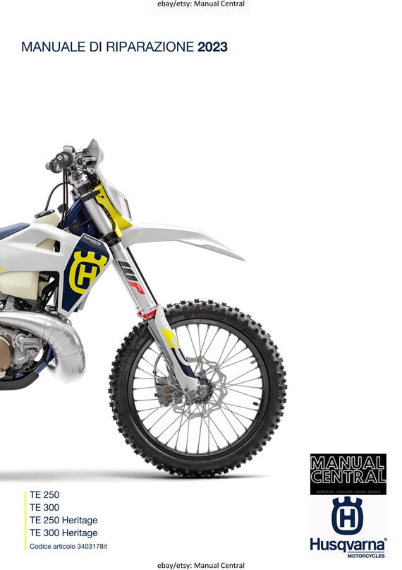 Italian Language - Husqvarna 2023 - TE 250 300 Heritage - Manuele Di Riparazione -  Service Workshop Repair Manual