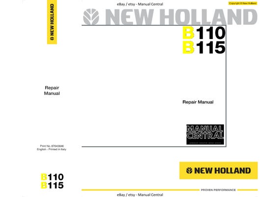 New Holland - B110 B115 - Workshop Service Repair Manual