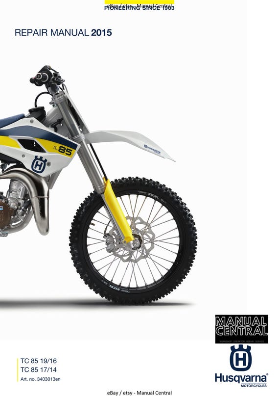 Husqvarna 2015 - TC 85 19/16 17/14 - Service Workshop Repair Manual