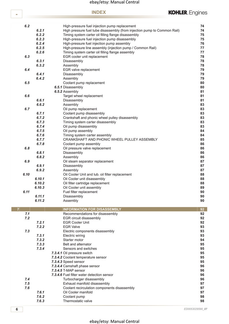 Kohler Diesel KDI 1903 2504 TCR Service Repair Manual Etsy