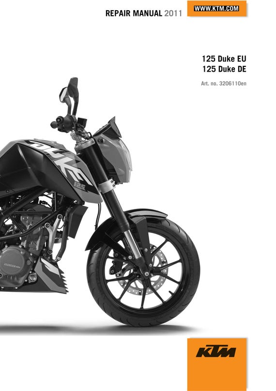 KTM 2011 - 125 Duke EU DE - Service Workshop Repair Manual