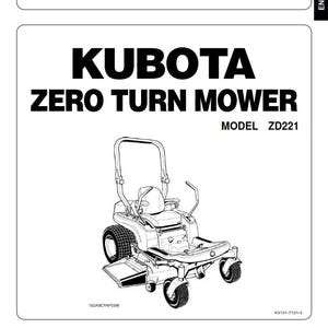 Kubota - ZD221 Zero Turn Mower Operator Manual