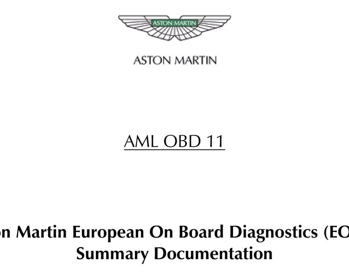 Aston Martin 2013 AML OBDII - European On Board Diagnostics