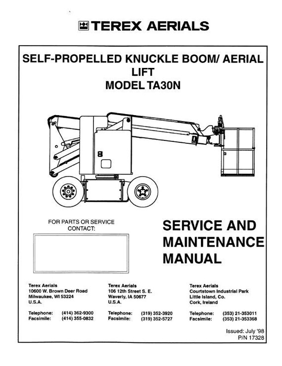 Terex - TA30N Service & Maintenance Manual - June 1998