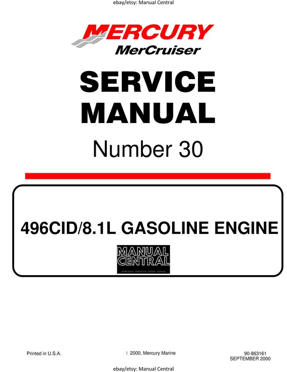 Mercury Mercruiser Service Manual 30 - 496 CID 8.1L Gasoline Engine