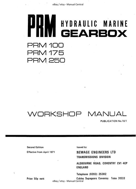 PRM - Hydraulic Marine Gearbox - 100 175 250 - Workshop Service Repair Manual