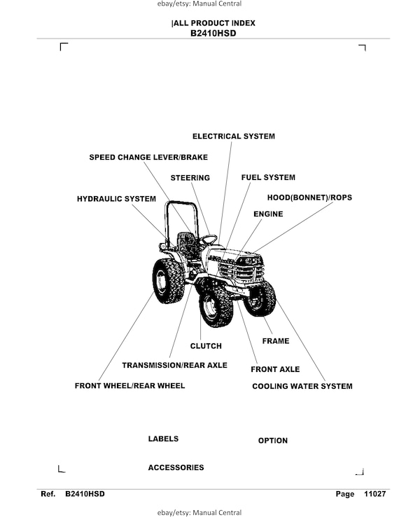 Kubota Tractor B2410HSD B2410 HSD - Parts Manual