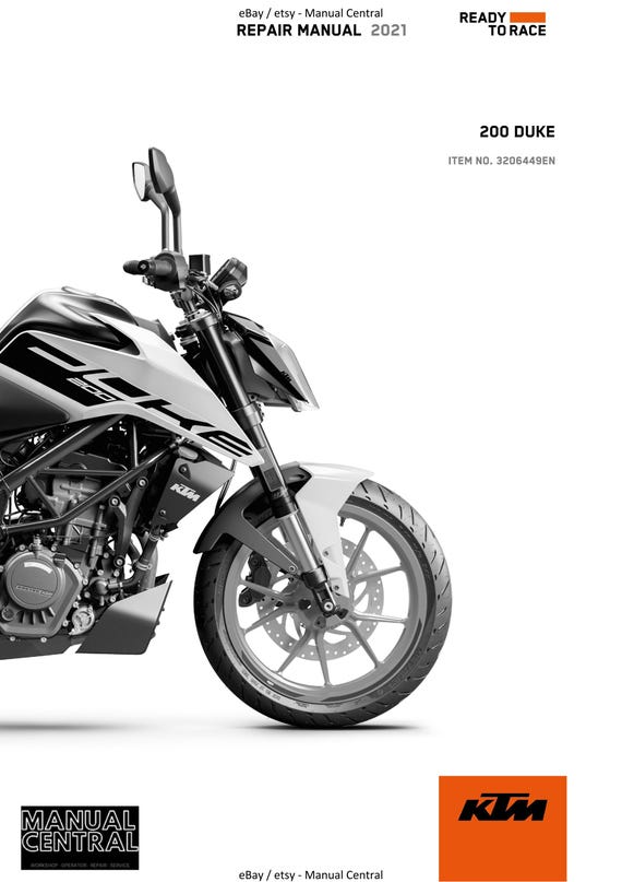 KTM 2021 - 200 Duke - Service Workshop Repair Manual