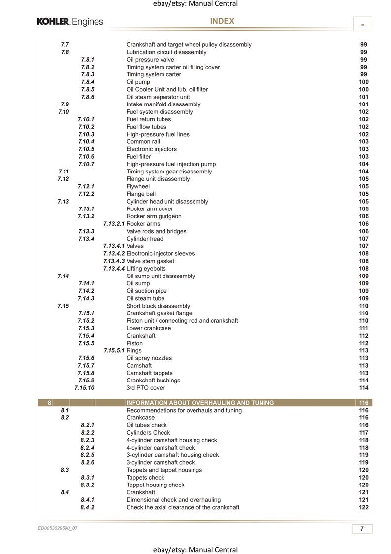 Kohler Diesel KDI 1903 2504 TCR Service Repair Manual Etsy