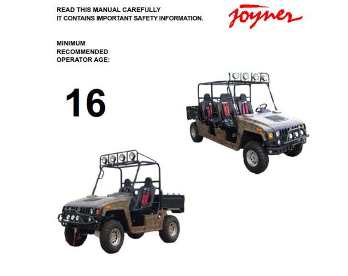 Joyner Renegade R2 R4 JNSZ800UV Owners Parts Service Workshop Repair Manual