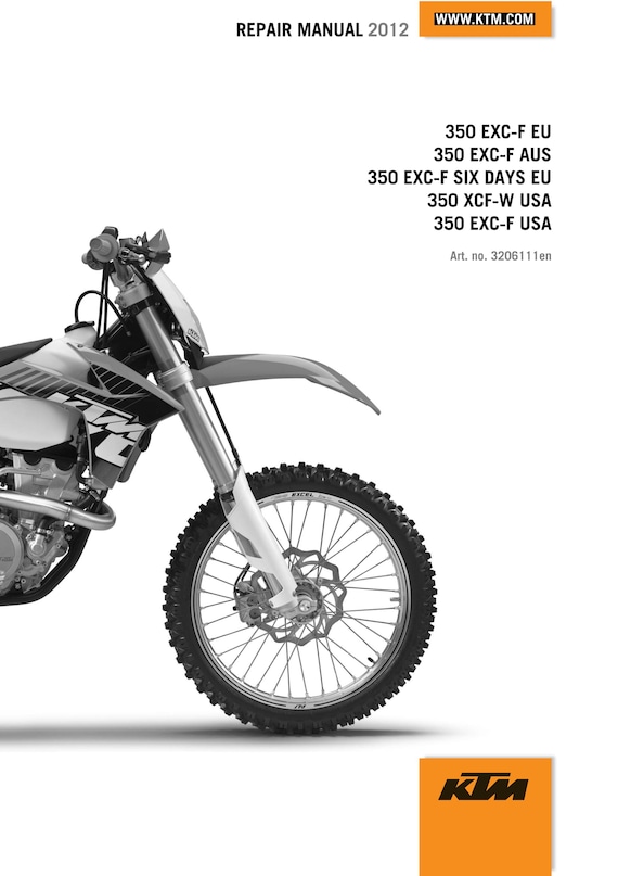 KTM 2012 - 350 Exc-f Six Days Xcf-w - Service Workshop Repair Manual