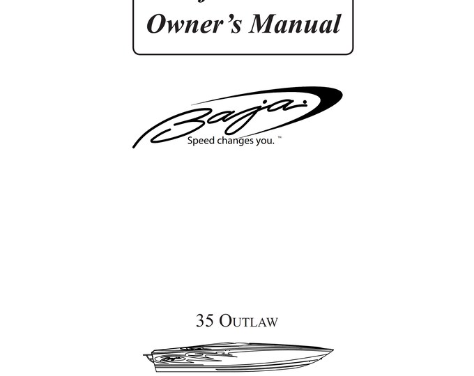 Baja Marine - 35 Outlaw - Owners Manual