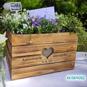 Rustikale Geschenkekiste HOCHBEET Schicke Hochzeitskiste Geldgeschenk HOLZ Vintage Hochzeitsgeschenk Personalisiert Hölzerne Jahrestag BoHo