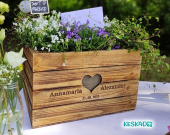 Rustikale Geschenkekiste HOCHBEET Schicke Hochzeitskiste Geldgeschenk HOLZ Vintage Hochzeitsgeschenk Personalisiert Hölzerne Jahrestag BoHo