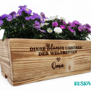 BLUMENKASTEN aus Massivem Holz mit Einsatz Pflanzkasten Rustikal PERSONALISIERTES Geschenk für OMA Geburtstag Garten Bauernstil Balkonkasten