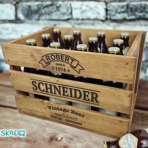 Personalizable BEER CRATE with name Vintage brewery wooden crate beer crate for BIRTHDAY Old drinks crate beer gift men Father&#39;s Day