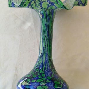 Vintage opaline glass vases-vases-retro blue  glass vase -French Italianl Vases-Colourful Opaline Vase