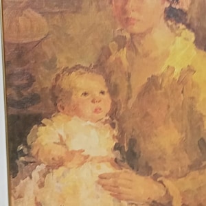 Vintage unique portrait mom and son