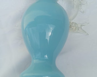 Vintage opaline glass vases-vases-retro blue milk glass vase -French Italian Soft Pastel Vases-Pastel Colour Opaline Vase
