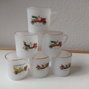 5 opaline glass coffe cups -Depression glass cups-French opaline glass-white milk glass cups