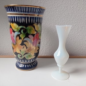 Vintage opaline glass vases-Vases-Tetro Blue Milk glass vase-French Italian Soft Pastel vases-Pastel colour -Opaline vase