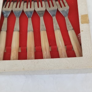 Set of 6 Vintage forks vintage  set vintage Laguiole French cutlery-Brass Stainless Steel