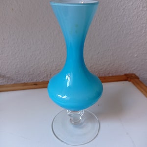 Vintage opaline glass vases-vases-retro blue milk glass vase -French Italian Soft Pastel Vases-Pastel Colour Opaline Vase
