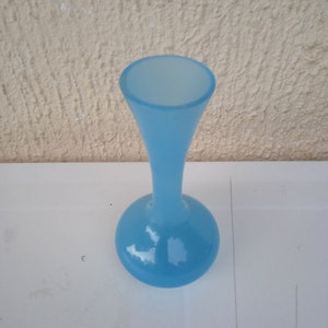 Vintage opaline glass vases-vases-retro blue milk glass vase -French Italian Soft Pastel Vases-Pastel Colour Opaline Vase