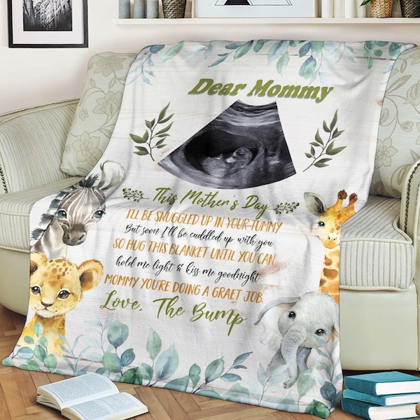 Custom Baby Sonogram Photo Blanket, Personalized New Baby Blanket, Baby Ultrasound Blanket, Gift For Newborn, Baby Shower Gift, New Mom Gift
