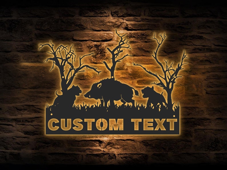 Personalized Hog Hunting Neon Sign Custom Metal Wild Boar Etsy