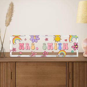 Personalized Teacher Desk Name Plate, Custom Teacher Acrylic Block, Custom Teacher Desk Name Plaque, Custom Gift for Teacher Appreciation