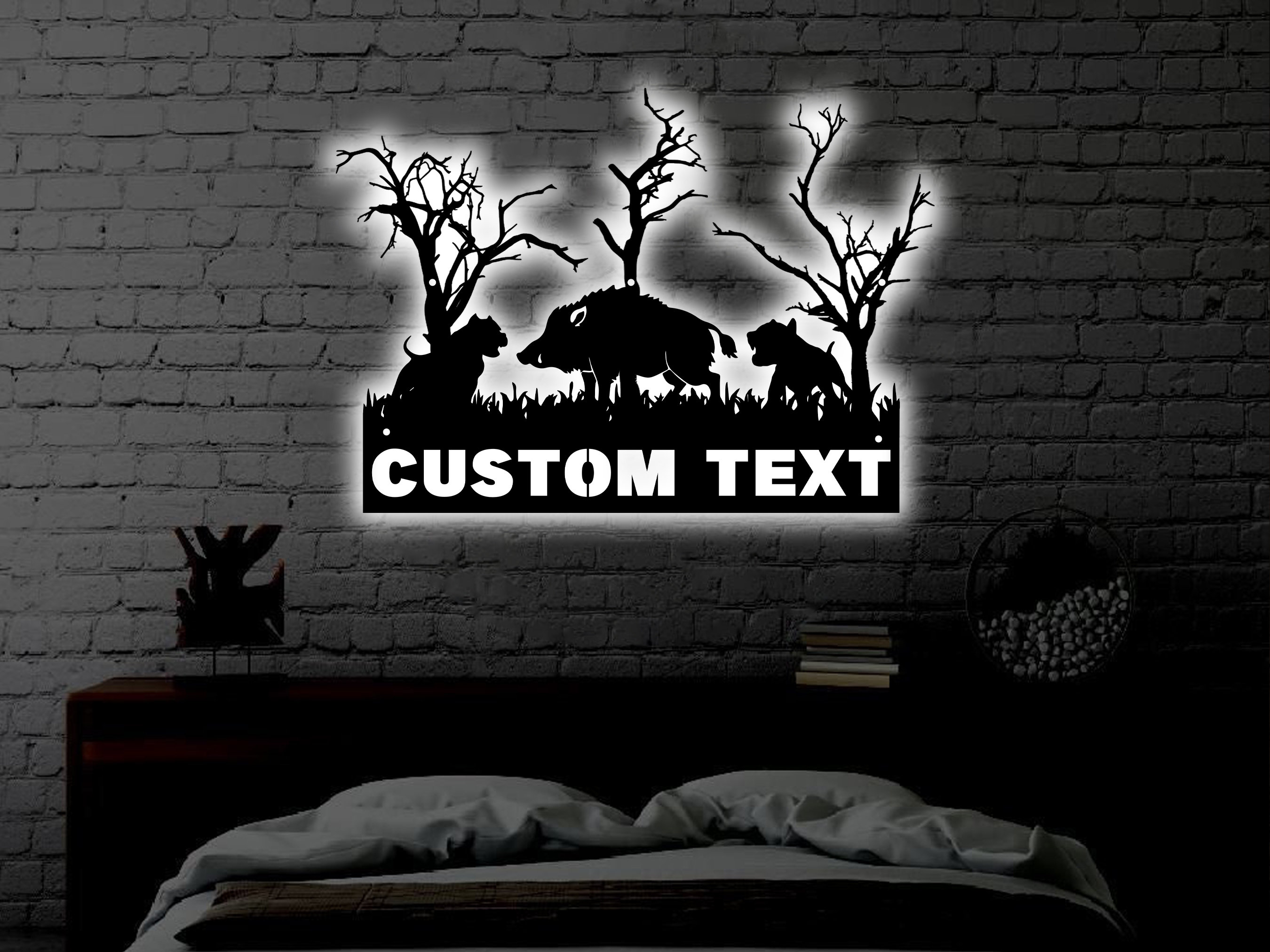 Personalized Hog Hunting Neon Sign Custom Metal Wild Boar Etsy