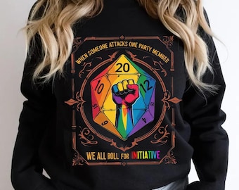 Maglietta LGBT, Quando qualcuno attacca un membro del partito, tutti insieme aderiamo all&#39;iniziativa, Maglietta del mese dell&#39;orgoglio D&D, Maglietta dei giocatori D&D