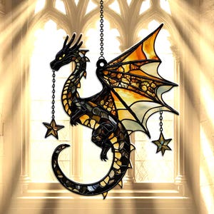 Fourth Wing Dragon Suncatcher, Fantasy Book Lovers Window Hanging Ornament, Gift for Bookworms and Christmas Enthusiasts