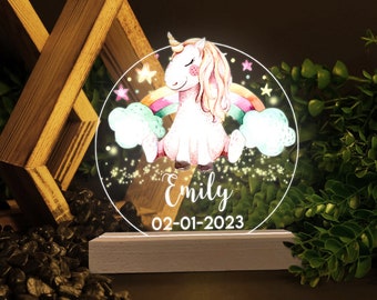 Custom Cute Unicorn Night Light, Toddler Night Light, Lighting Lamp For Baby Boy Girl, Nursery Light, Nursery Room Decor, Birthday Gift