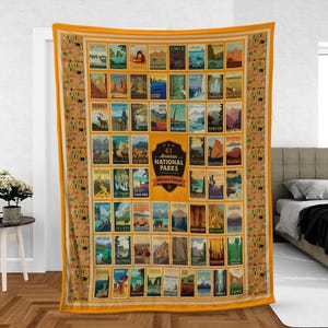 Amerikanische Nationalparks PREMIUM Fleecedecke, Camping Fleecedecke, Erlebnisdecke Mink Sherpa, Wanderdecke