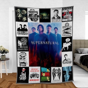 Supernatural PREMIUM Fleece Blanket, Supernatural Movie Anniversary Fleece Blanket, Supernatural Fans Fleece Blanket, Bedding Decor