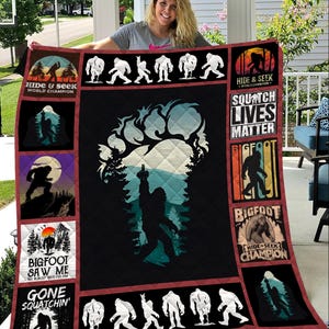 Bigfoot I Hate People Sasquatch Monster Blanket,  Sasquatch Fleece Blanket, Hiking Blanket, Bigfoot Blanket, Sasquatch Lovers Blanket