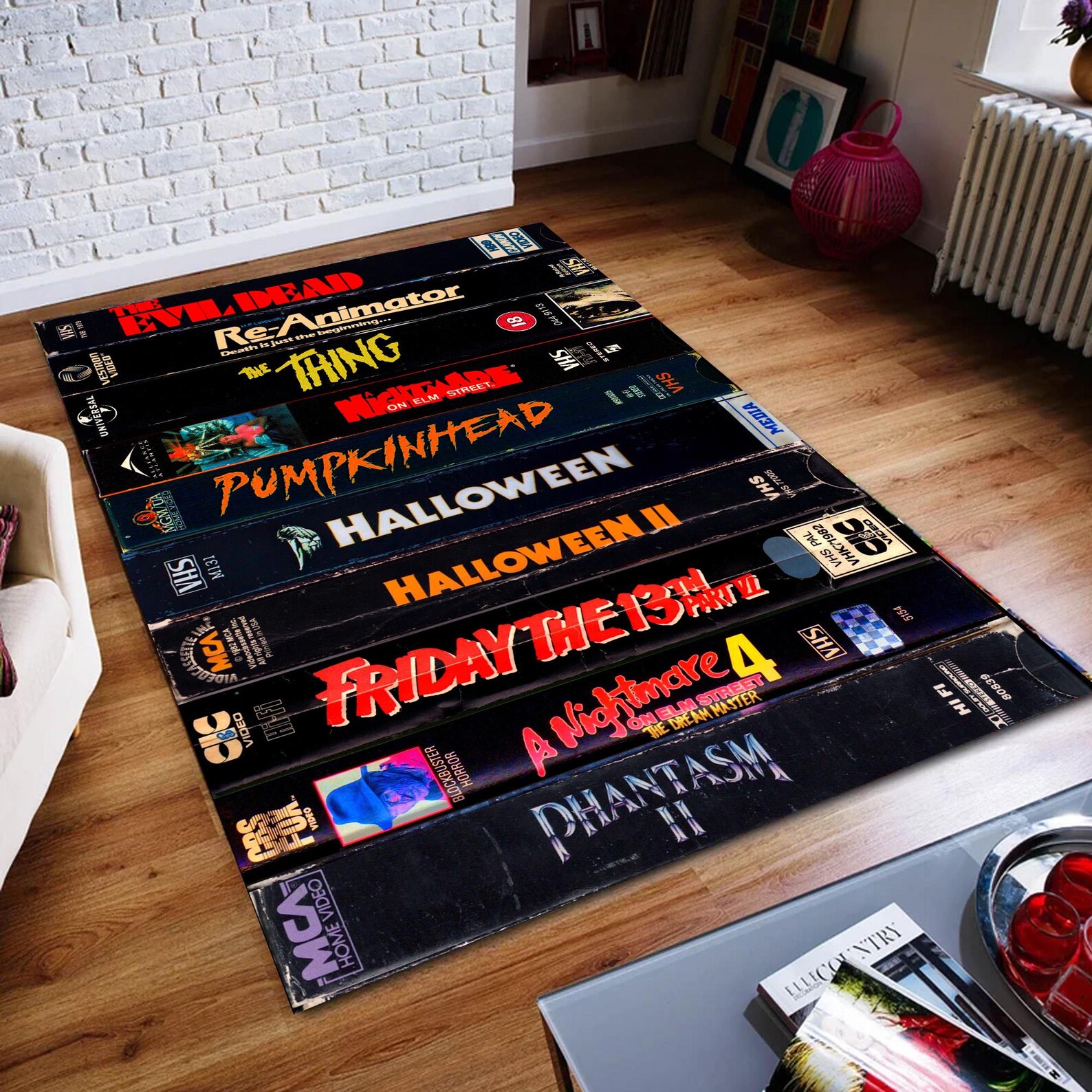 Retro Movies, VHS Films, Horror, Modern Rug, Colorful Rug, Art Rug ...