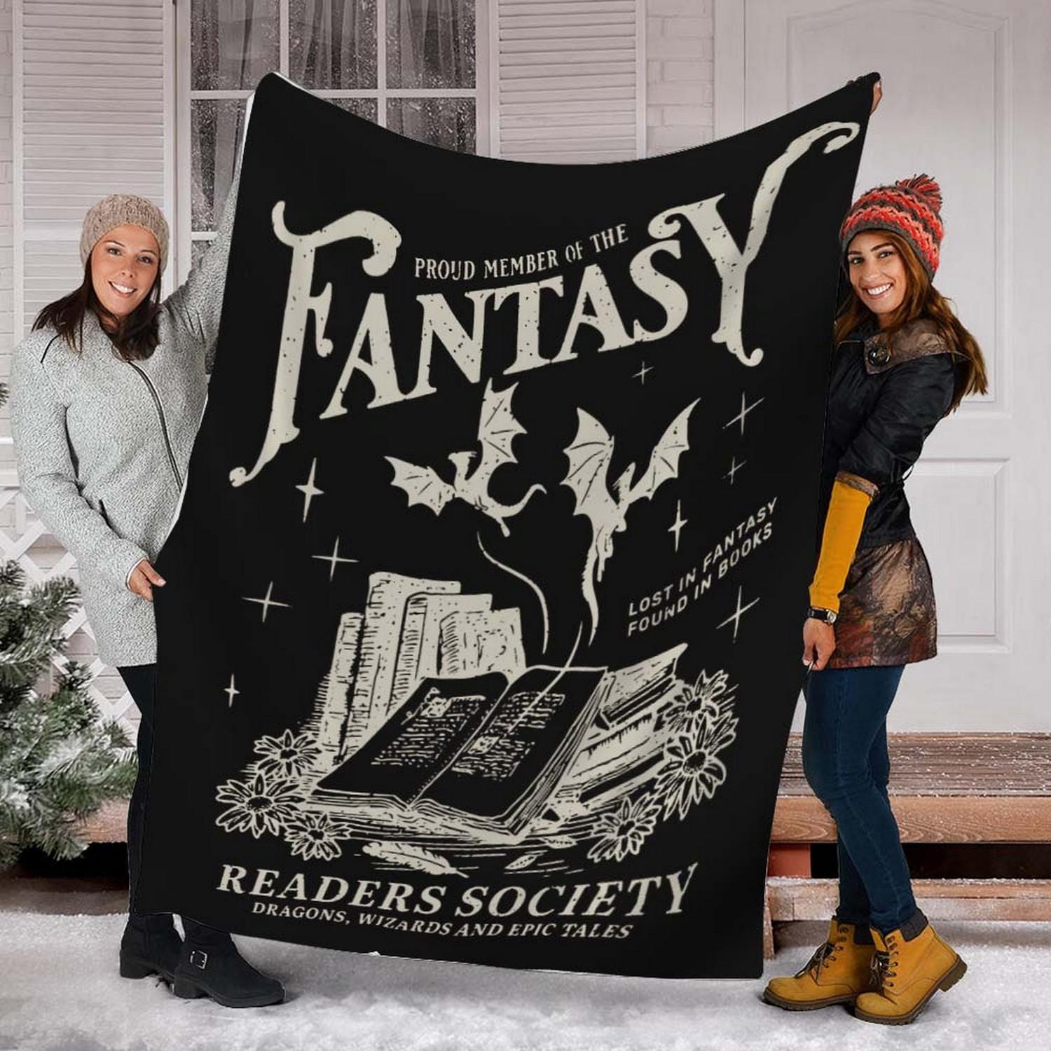 Discover Fantasy Book Reader Fleece Blanket, Bookish Blanket for Bibliophile, Book Lovers Mink Sherpa Blanket, Gift for Fans