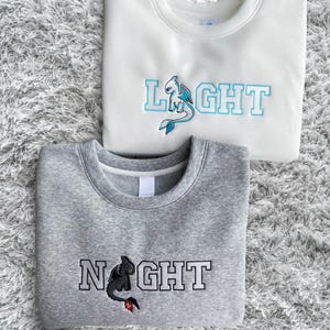Night and Light Fury Embroidered Sweatshirt, How to Train Dragon Embroidered Shirt, Dragon Lovers Embroidered Crewneck, Gift for Couple