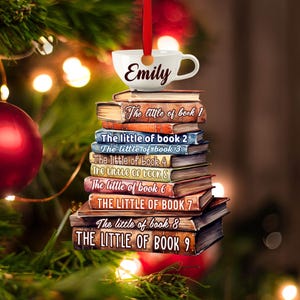 Personalized Christmas Book Tree Name Ornament, Custom Bookish Ornament, Bookworm Gifts, Book Club Ornament, Librarian Gift, Book Lover Gift