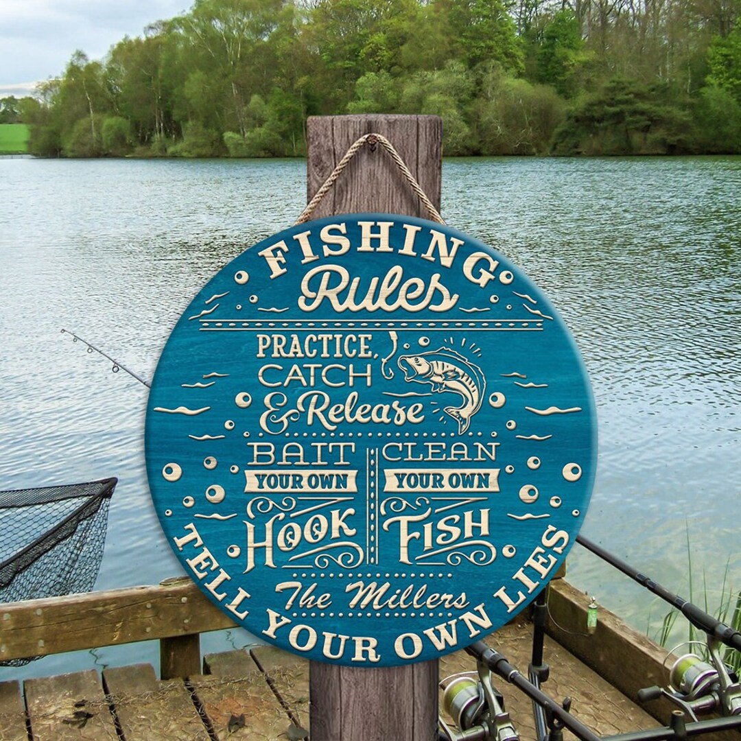 Personalized Fishing Rules Sign Funny Fishing Sign Gift for Etsy