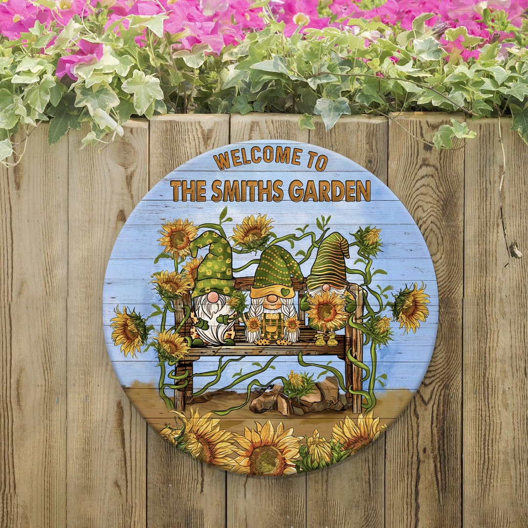 to Our Garden Sign Personalized Gnome Garden Signs Etsy