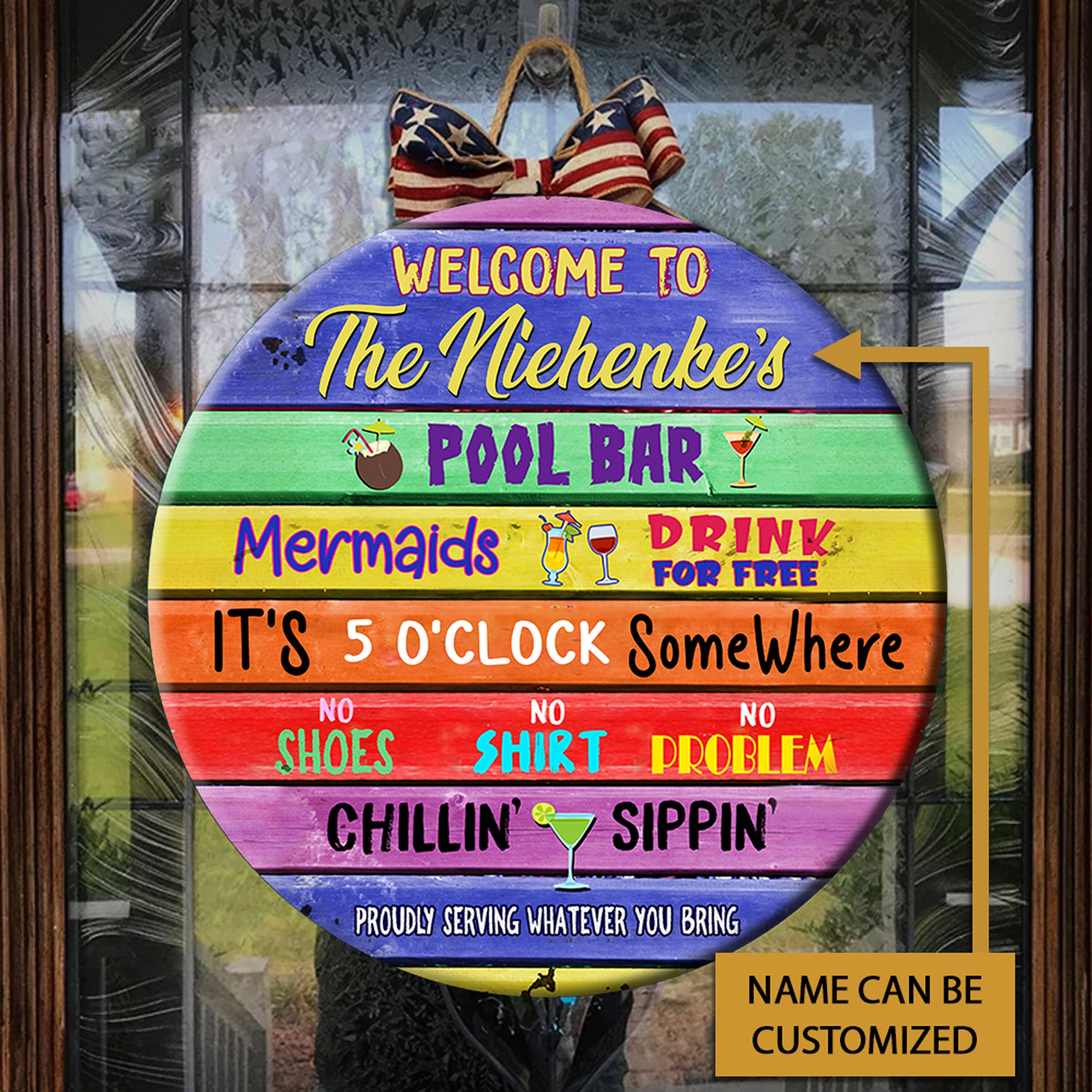 Personalized Family Pool Bar Rules Sign Pool Rules Sign Poolside Sign 
