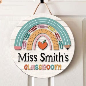 Custom Teacher Door Sign, Teacher Name Sign, Personalized Teacher Door Hanger, Classroom Clasroom Wooden Sign, Back To School, Teachet Gifts