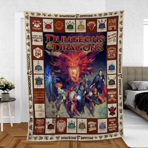 DND Fleece Blanket, Dungeons and Dragons PREMIUM Fleece Blanket, Game Lovers Blanket Mink Sherpa, Gift for Fan