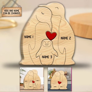 Wood Penguin Family Puzzle, Penguin Family Puzzle, Family Keepsake Gifts, Wooden Penguin Toy, Animal Family Stacking Puzzle, Nursery Decor